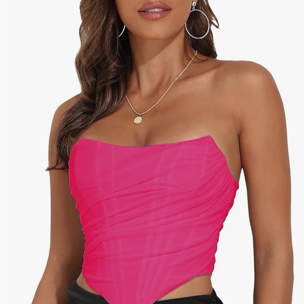 Pink Strapless Bustier Women's Top